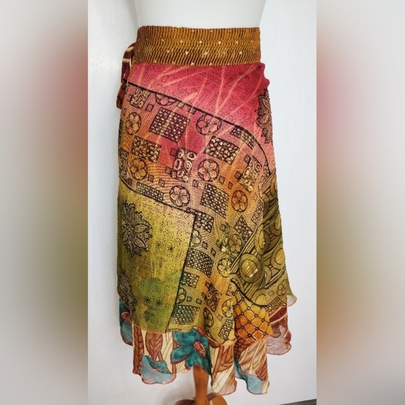 TWO PLY REVERSIBLE WRAP SKIRT - Picture 2 of 11